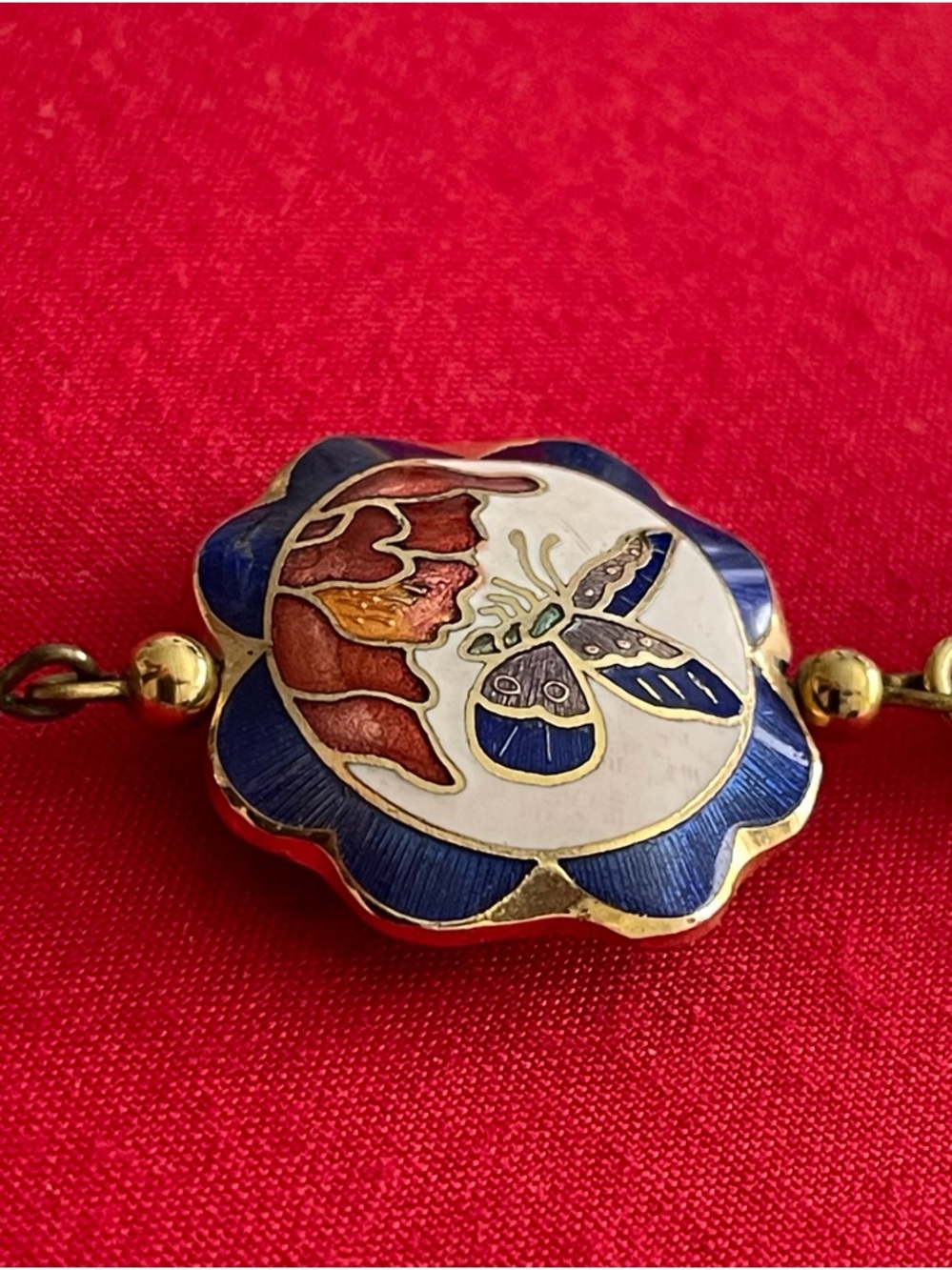 Beautiful vintage cloisonné necklace. - Picture 6 of 9